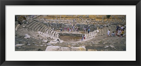 Framed High Angle View Of Tourists In An Ancient Building, Ephesus, Turkey Print