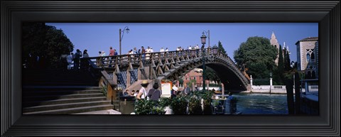 Framed Tourists on a bridge, Accademia Bridge, Grand Canal, Venice, Veneto, Italy Print