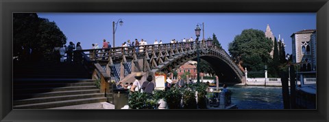 Framed Tourists on a bridge, Accademia Bridge, Grand Canal, Venice, Veneto, Italy Print