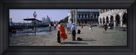 Framed Tourists at a town square, St. Mark&#39;s Square, Venice, Veneto, Italy Print