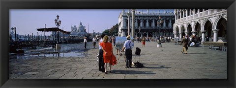 Framed Tourists at a town square, St. Mark&#39;s Square, Venice, Veneto, Italy Print