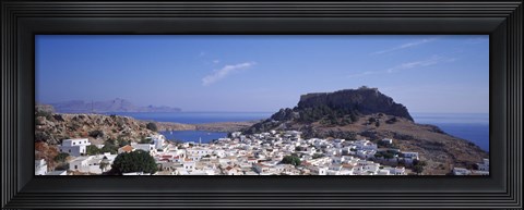Framed Houses on an island, Lindos, Rhode Island, Dodecanese, Greece Print