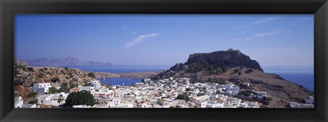 Framed Houses on an island, Lindos, Rhode Island, Dodecanese, Greece Print