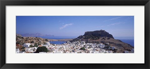 Framed Houses on an island, Lindos, Rhode Island, Dodecanese, Greece Print