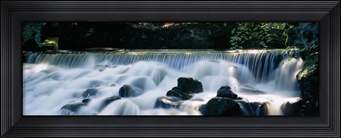 Framed Waterfall in a forest, Aberfeldy Birks, Perthshire, Scotland Print