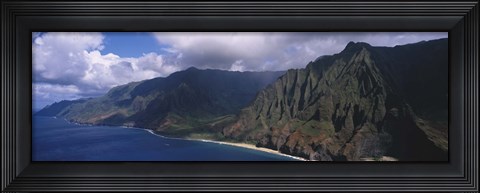 Framed Aerial view of the coast, Na Pali Coast, Kauai, Hawaii, USA Print