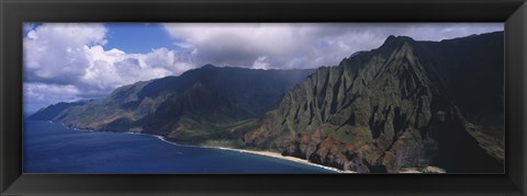 Framed Aerial view of the coast, Na Pali Coast, Kauai, Hawaii, USA Print