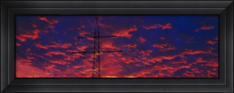 Framed Power lines at sunset Germany Print