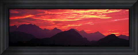 Framed Sundown Austrian Mts South Bavaria Germany Print
