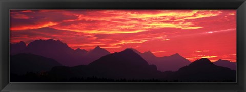 Framed Sundown Austrian Mts South Bavaria Germany Print