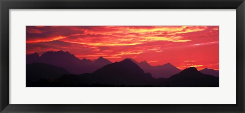 Framed Sundown Austrian Mts South Bavaria Germany Print