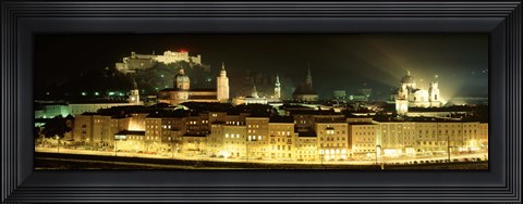 Framed Cityscape night Salzburg, Austria Print