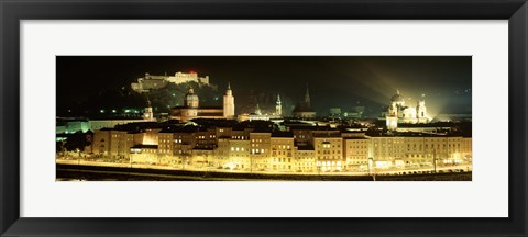 Framed Cityscape night Salzburg, Austria Print
