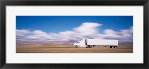 Framed Truck on the road, Interstate 70, Green River, Utah Print