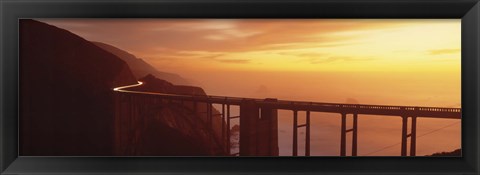 Framed Dusk Hwy 1 w/ Bixby Bridge Big Sur CA USA Print