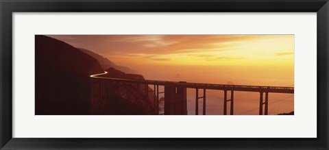 Framed Dusk Hwy 1 w/ Bixby Bridge Big Sur CA USA Print