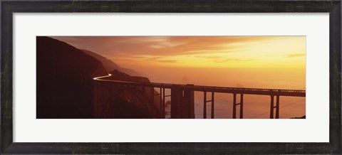 Framed Dusk Hwy 1 w/ Bixby Bridge Big Sur CA USA Print