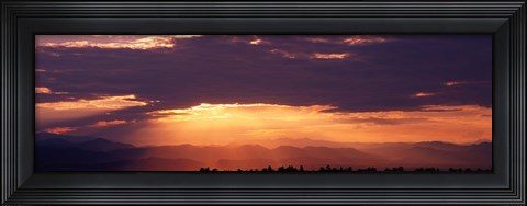 Framed Sunset over Rocky Mts from Daniels Park  CO USA Print