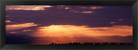 Framed Sunset over Rocky Mts from Daniels Park  CO USA Print