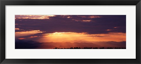 Framed Sunset over Rocky Mts from Daniels Park  CO USA Print