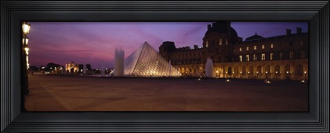 Framed Pyramid lit up at night, Louvre Pyramid, Musee Du Louvre, Paris, Ile-de-France, France Print