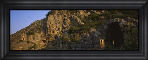 Framed Tombs on a cliff, Lycian Rock Tomb, Antalya, Turkey Print