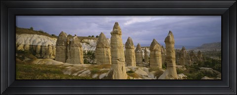 Framed Rock formations on a volcanic landscape, Cappadocia, Turkey Print