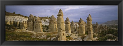 Framed Rock formations on a volcanic landscape, Cappadocia, Turkey Print