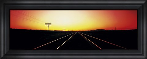 Framed Santa Fe Railroad Tracks, Daggett, California, USA Print