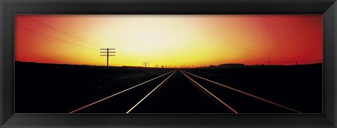 Framed Santa Fe Railroad Tracks, Daggett, California, USA Print