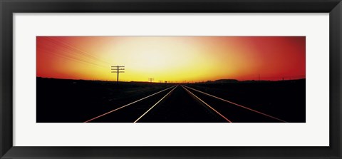 Framed Santa Fe Railroad Tracks, Daggett, California, USA Print