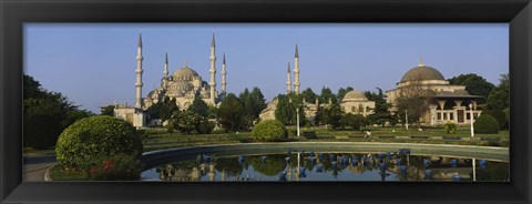 Framed Garden in front of a mosque, Blue Mosque, Istanbul, Turkey Print