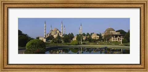 Framed Garden in front of a mosque, Blue Mosque, Istanbul, Turkey Print