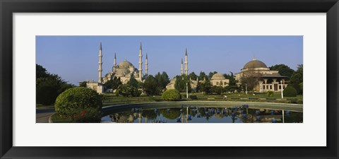 Framed Garden in front of a mosque, Blue Mosque, Istanbul, Turkey Print