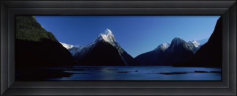 Framed Lake at Milford Sound, South Island, New Zealand Print
