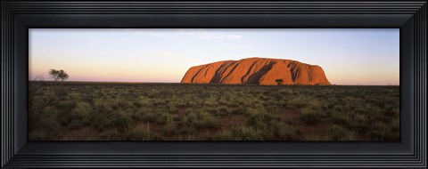 Framed Landscape with sandstone formation at dusk, Uluru, Uluru-Kata Tjuta National Park, Northern Territory, Australia Print