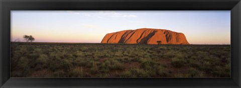 Framed Landscape with sandstone formation at dusk, Uluru, Uluru-Kata Tjuta National Park, Northern Territory, Australia Print