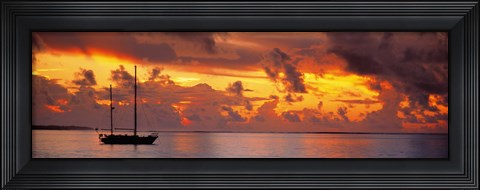 Framed Boat at sunset Print