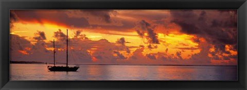 Framed Boat at sunset Print