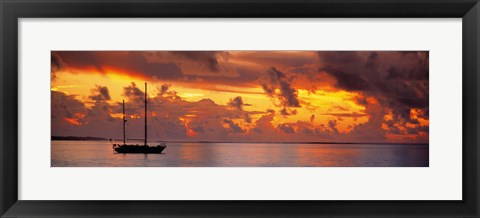 Framed Boat at sunset Print