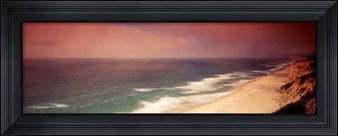 Framed Waves Crashing Into Stormy Coast, San Mateo, California, USA Print