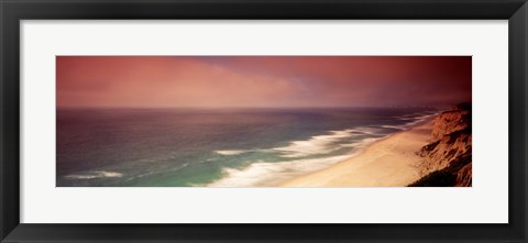 Framed Waves Crashing Into Stormy Coast, San Mateo, California, USA Print