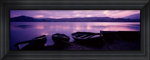 Framed Sunset Fishing Boats Loch Awe Scotland Print
