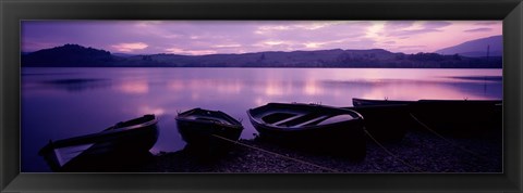 Framed Sunset Fishing Boats Loch Awe Scotland Print