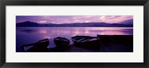 Framed Sunset Fishing Boats Loch Awe Scotland Print