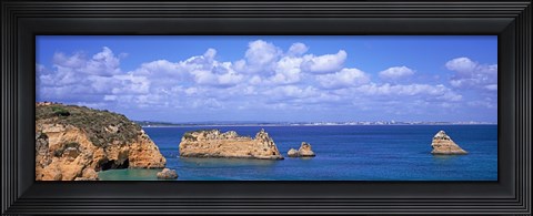 Framed Panoramic View Of A Coastline, Southern Portugal, Algarve Region, Lagos, Portugal Print