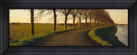 Framed Winding Road, Trees, Oudendijk, Netherlands Print