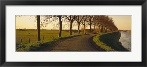 Framed Winding Road, Trees, Oudendijk, Netherlands Print