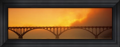 Framed Sunset Fog And Highway 101 Bridge CA Print