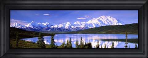 Framed Snow Covered Mountains, Mountain Range, Wonder Lake, Denali National Park, Alaska, USA Print